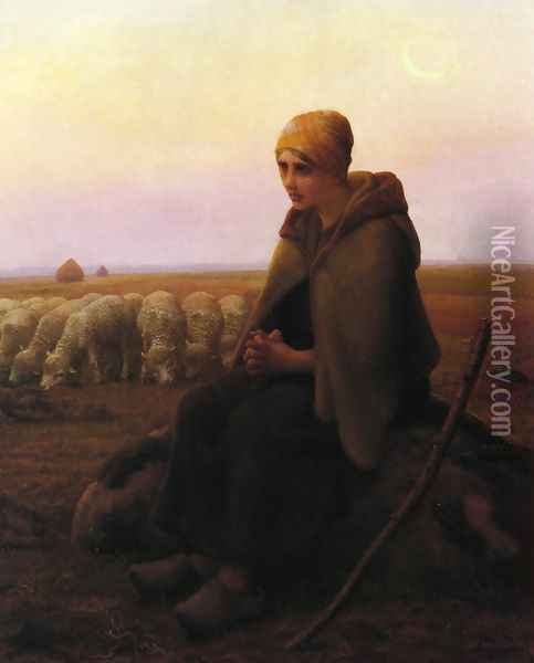 A Resting Shepherdess Oil Painting - Aime Perret