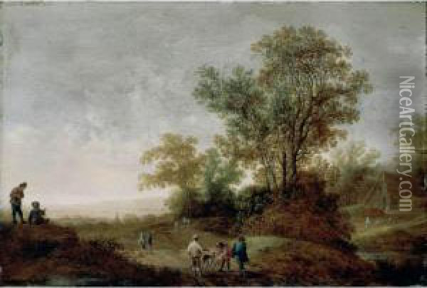 A River Landscape With A Hawking Party Oil Painting - Pieter Jansz. van Asch
