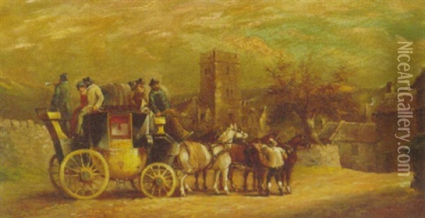 The Barnstaple To London Mail Coach Oil Painting - John Charles Maggs