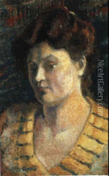 Femme A La Robe Jaune Oil Painting - Georges Lemmen