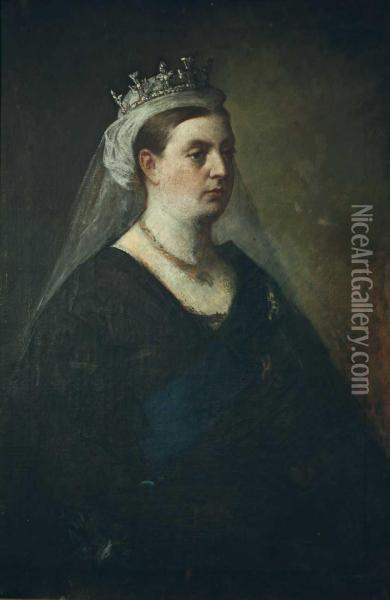 Bildnisstudie Der Konigin Victoria Von Grossbritannien. Oil Painting - Christian Carl Magnussen