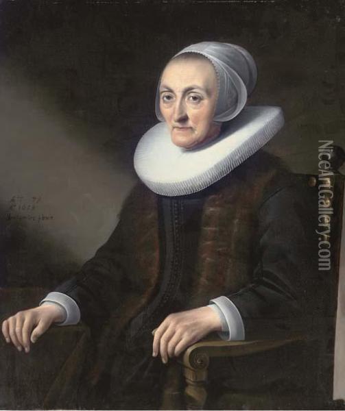 Portrait Of A Lady Oil Painting - Antonie Palamedesz
