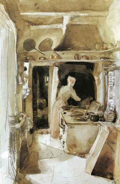 The Kitchen 2 Oil Painting - James Abbott McNeill Whistler
