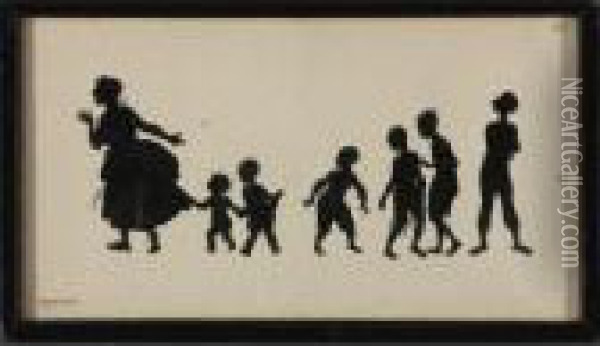 Woman And Six Children Oil Painting - Arthur Rackham
