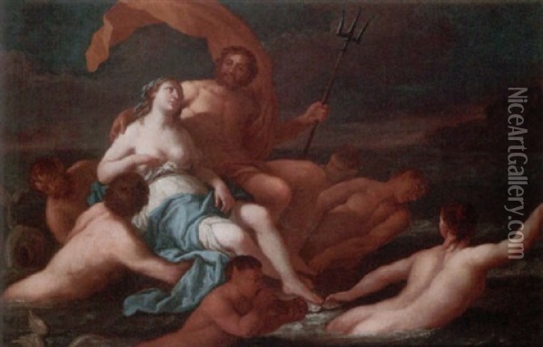 Neptune And Amphitrite Oil Painting - Giulio Carpioni