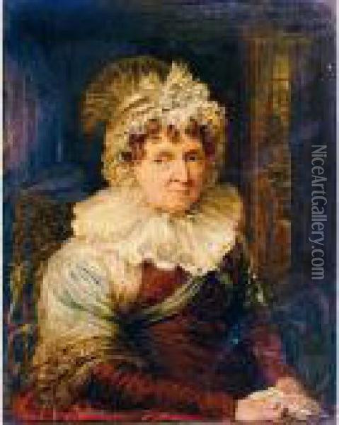 Portrait Of Mrs Anna Young Oil Painting - John Linnell