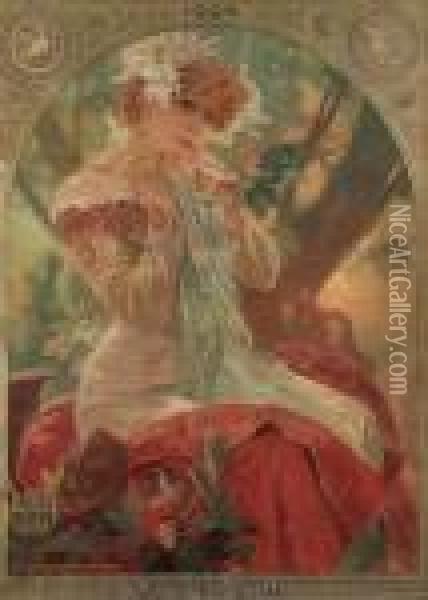 Lefevre Utile - Sarah Bernhardt - La Princesse Lointaine Oil Painting - Alphonse Maria Mucha