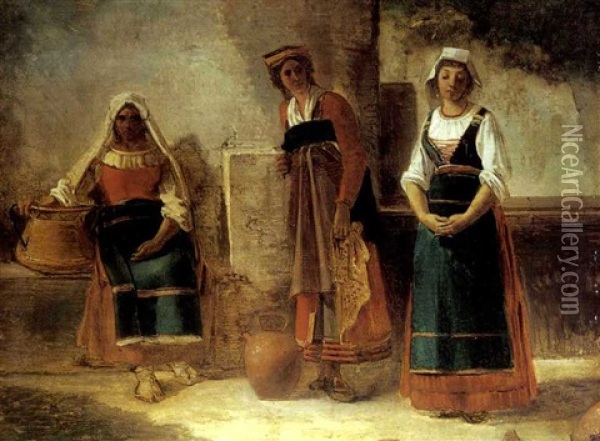 Etude De Trois Italiennes Oil Painting - Achille Etna Michallon