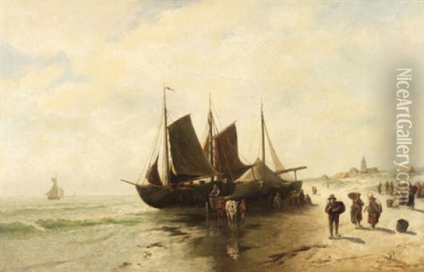 Fischerboote Am Strand Oil Painting - Peter Bucken