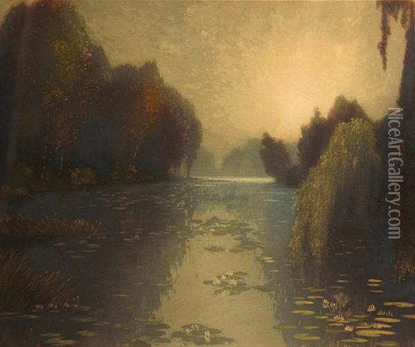 The Pond Oil Painting - Gaston De Latenay