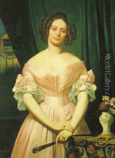 Portrait de la marquise de Massingy 1838 Oil Painting - Jean Louis Bezard