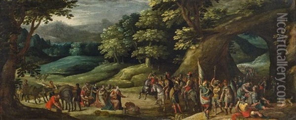 Meeting Of David And Abigail Oil Painting - Karel van Mander the Elder