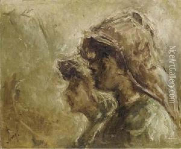 Dos Mujeres Oil Painting - Fidelio Ponce De Leon