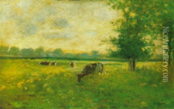 Paesaggio Con Mucche Oil Painting - Guglielmo Ciardi