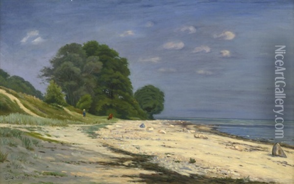 Sommerliche Strandszene In Danemark Oil Painting - Christian Peder Morch Zacho