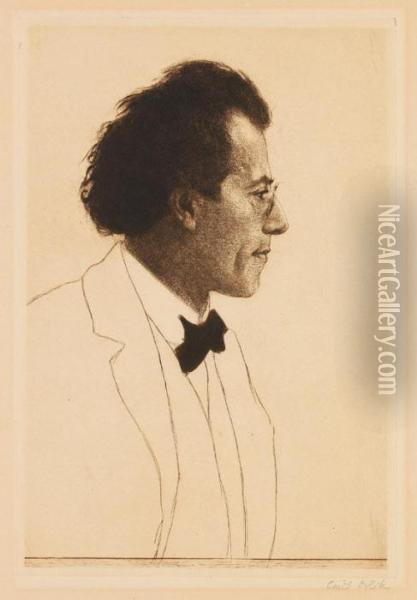 Der Komponist Gustav Mahler. Oil Painting - Emil Orlik