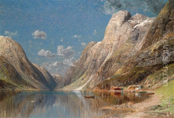 Grosse Fjordlandschaft Oil Painting - Johann Holmstedt