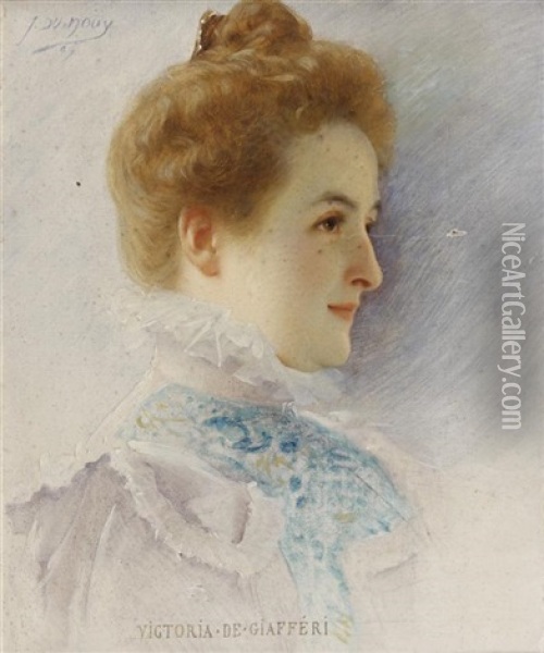 Portrait De Victoria De Giafferi Oil Painting - Jean Jules Antoine Lecomte Du Nouey