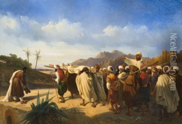 Funerailles D'un Dignitaire Maure, Pres De Tanger Oil Painting - Pharamond Blanchard