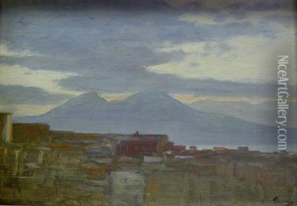 Vesuvius At Dawn From Naples Oil Painting - Frederick Judd Waugh