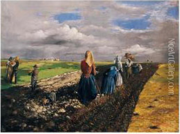 The Potato Harvest Oil Painting - Janos Pentelei-Molnar