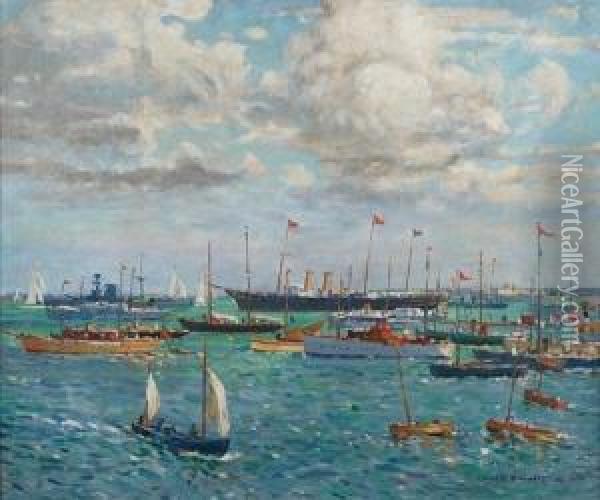 The Royal Yacht Victoria And Albert-naval Review Oil Painting - Henry Charles Bryant