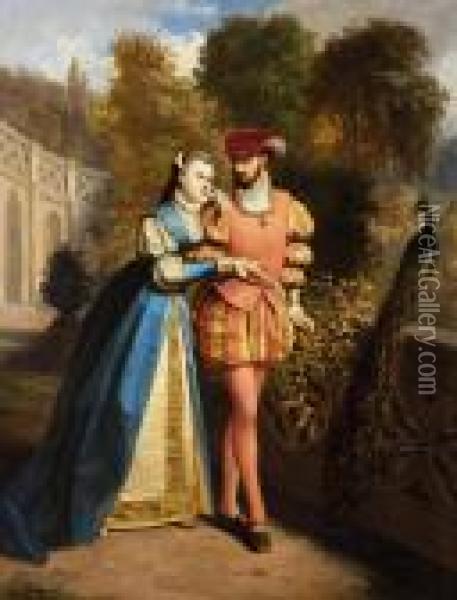 Scena Romantica In Giardino Oil Painting - Florent Willems