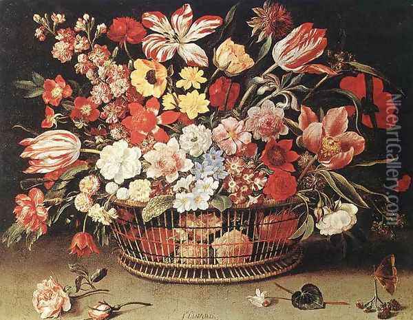 Basket of Flowers Oil Painting - Jacques Linard