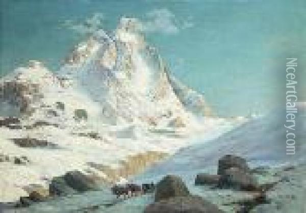 Monte Cervino Oil Painting - Leonardo Roda