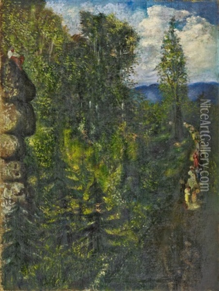 Spazierganger Im Gebirge Oil Painting - Pol (Paul) Cassel