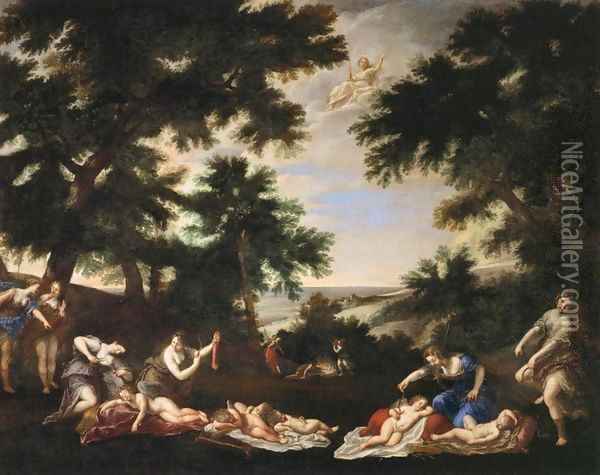 The Cupids Disarmed Oil Painting - Francesco Albani