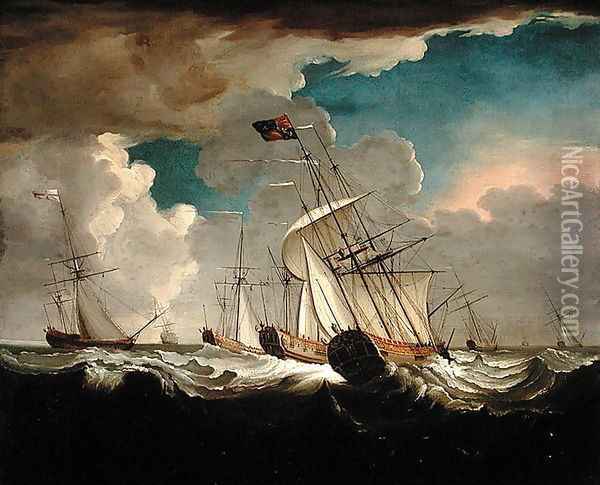 The Royal Charlotte Returning to England with Princess Charlotte of Mecklenburg-Strelitz Oil Painting - Richard Wright