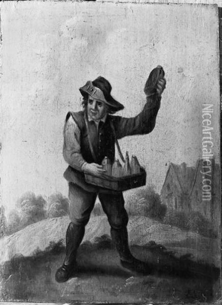 A Quack And A Boor Smoking A Pipe, Standing Small Full Lengths Inlandscapes Oil Painting - David The Younger Teniers