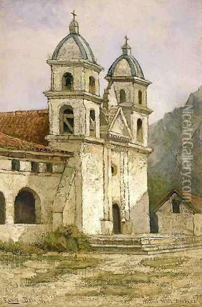 Mission Santa Barbara Oil Painting - Edwin Deakin