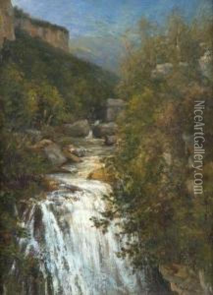 La Cascade De Sassenage Oil Painting - Louis Vagnat