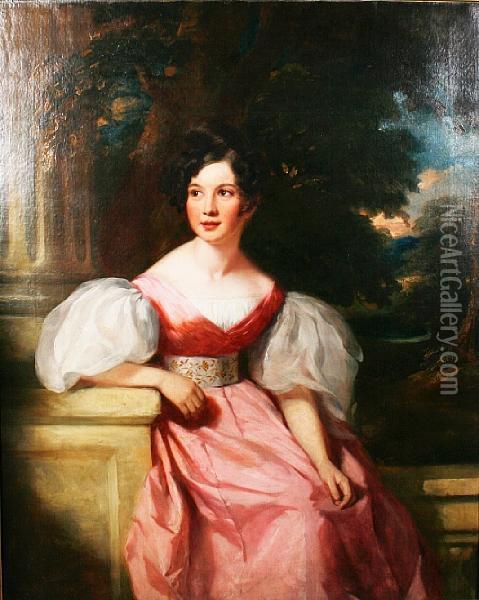 Portrait Of Mrs William Clinton Andrews (nee Fanny Hardwicke) Oil Painting - John Lucas