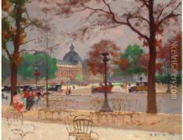 Avenue Des Champs Elysees Oil Painting - Jules Ernest Renoux