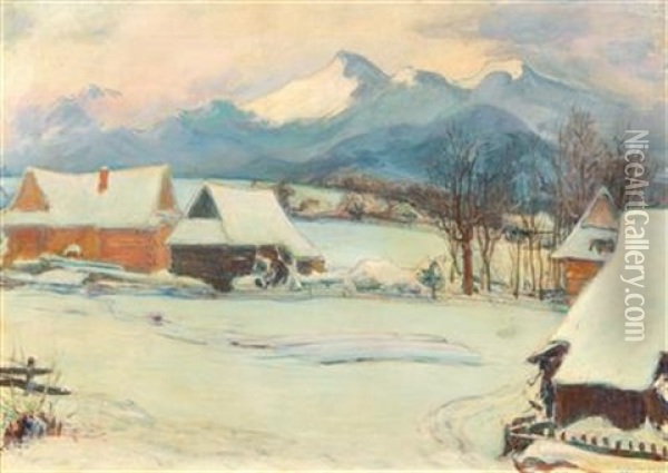 Winter Landscape Near Zakopane Oil Painting - Wladyslaw Slewinski