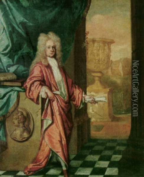Portrait Of Sir Richard Pyne, Lord Chief Justice Of The Common Pleas In Ireland, Wearing Red Robes Oil Painting - William Gandy