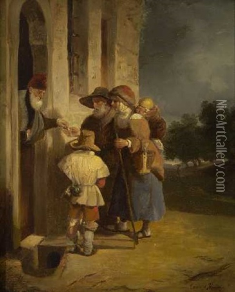 Das Almosen Oil Painting - Eduard Ritter