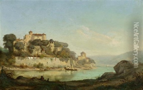 Sudlandische Stadt Am Wasser Oil Painting - Adolphe Appian