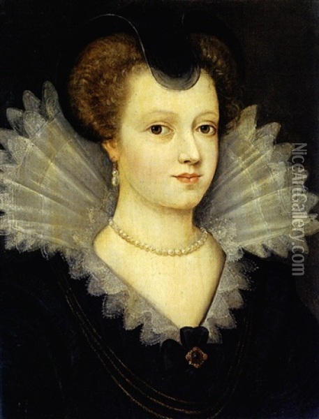 Portrait De Femme A La Collerette De Dentelle Oil Painting - Frans Pourbus the younger