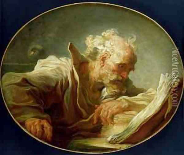 A Philosopher Oil Painting - Jean-Honore Fragonard