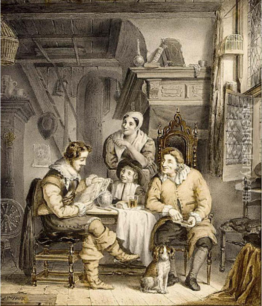 The Story Teller; A Good Glass Of Wine Oil Painting - Samuel De Vletter