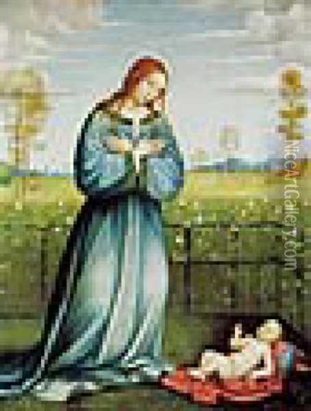 Madonna Mit Kind In Einem Rosengarten Oil Painting - Francesco Francia