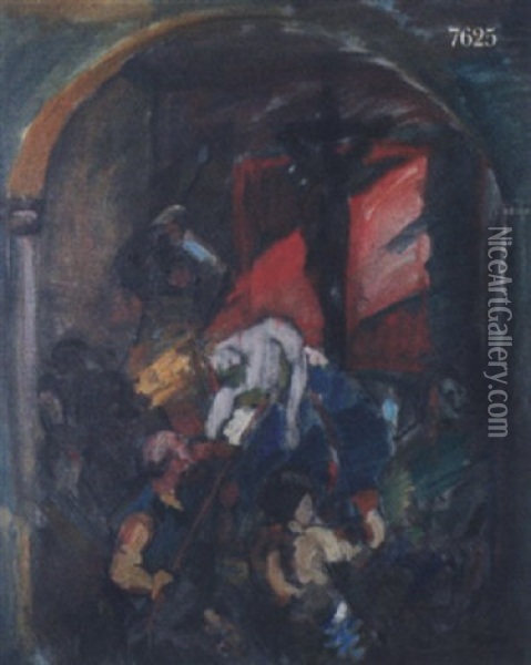 Knud Den Hellige I Albani Kirke Oil Painting - Niels Hansen