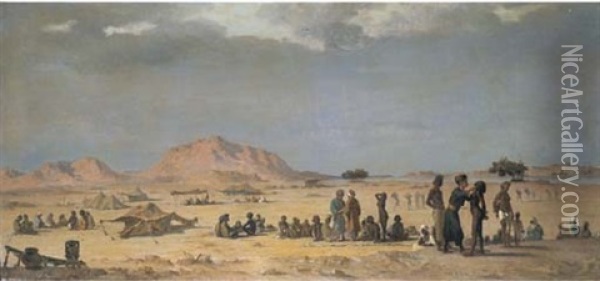 Tratta Delle Schiave Sulle Rive Del Mar Rosso (post 1854) Oil Painting - Vincenzo Marinelli