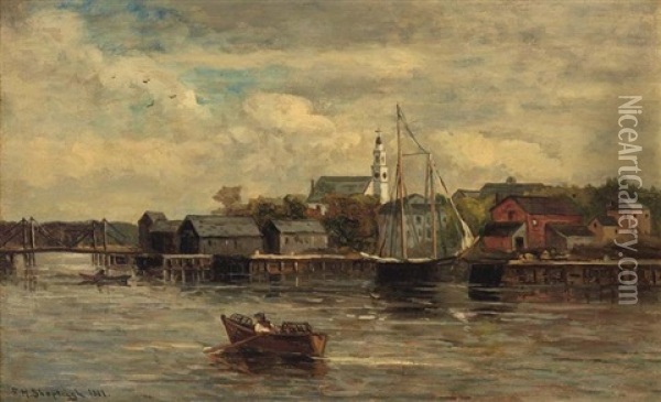 Kennebunkport From Below The Bridge Oil Painting - Frank Henry Shapleigh