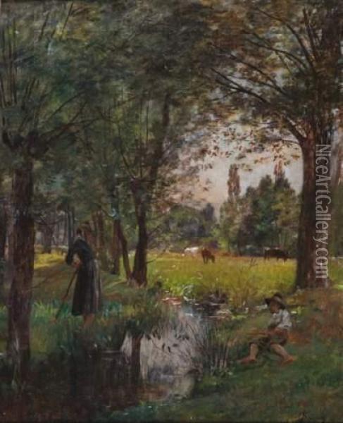 Scene Champetre Oil Painting - Charles Joseph Beauverie