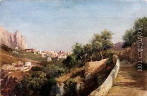 Paesaggio Caprese - 1878 Oil Painting - Guglielmo Giusti
